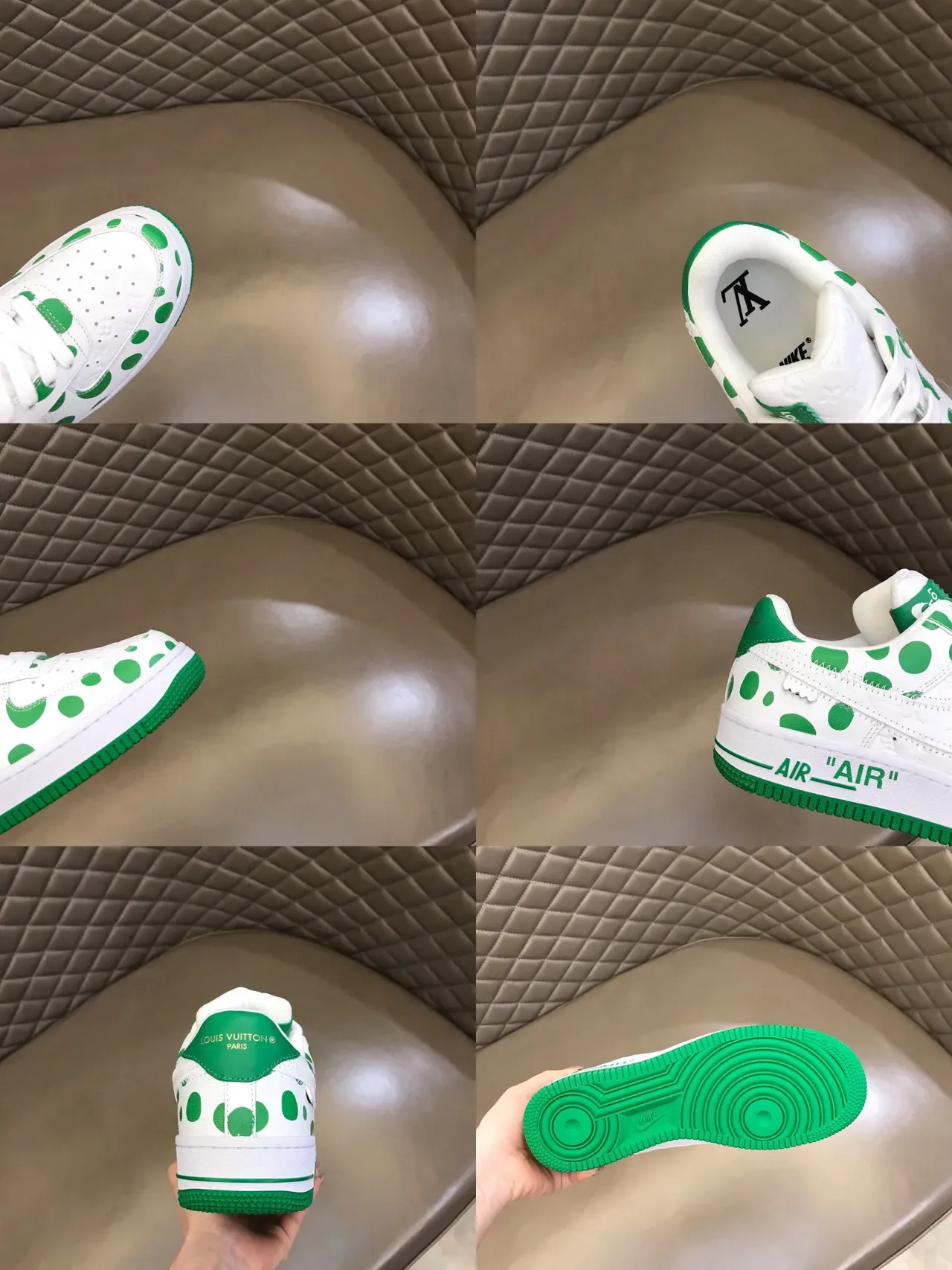 Nike Air Force 1 White Green Polka-Dot Lifestyle Sneakers 2