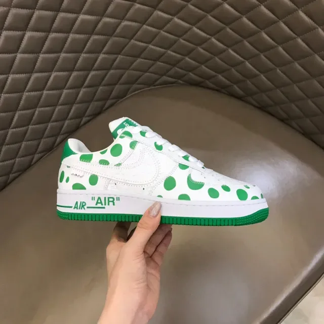 Nike Air Force 1 White Green Polka-Dot Lifestyle Sneakers 5