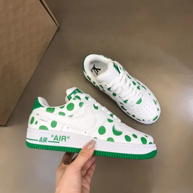 Nike Air Force 1 White Green Polka-Dot Lifestyle Sneakers 6