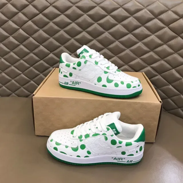 Nike Air Force 1 White Green Polka-Dot Lifestyle Sneakers 7