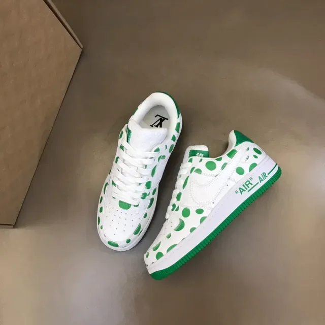 Nike Air Force 1 White Green Polka-Dot Lifestyle Sneakers 8