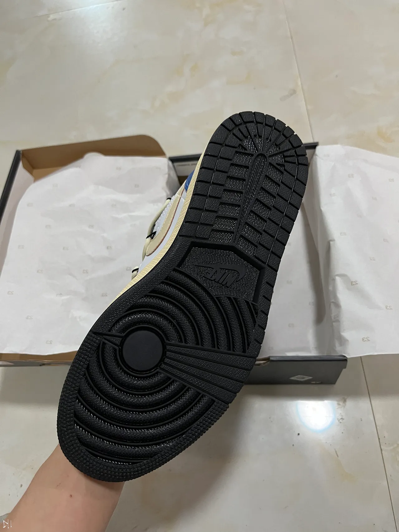Nike Air Jordan 1 Black Blue Low-Top Basketball Silhouette Leather And Synthetic Upper Lifestyle Sneakers 5