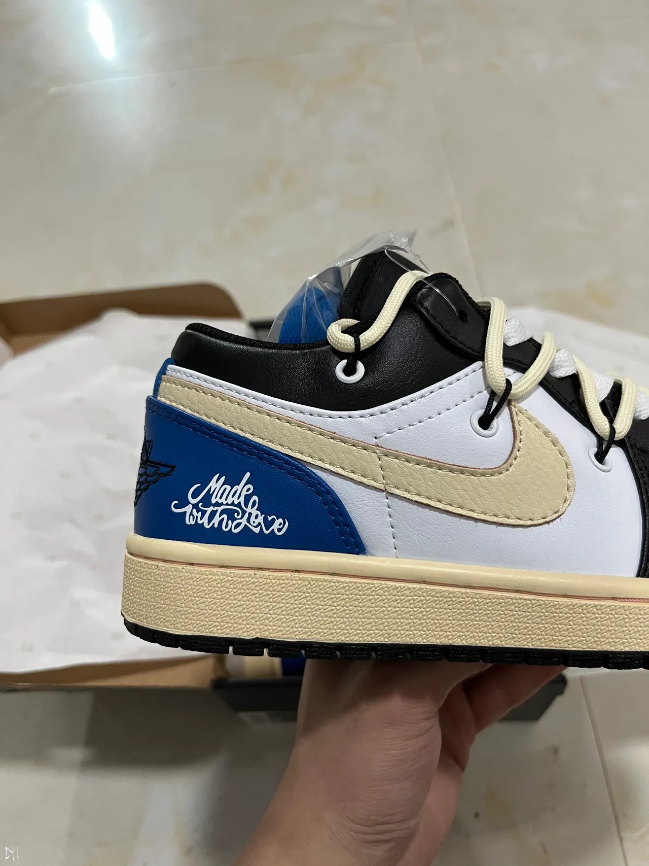 Nike Air Jordan 1 Black Blue Low-Top Basketball Silhouette Leather And Synthetic Upper Lifestyle Sneakers 7