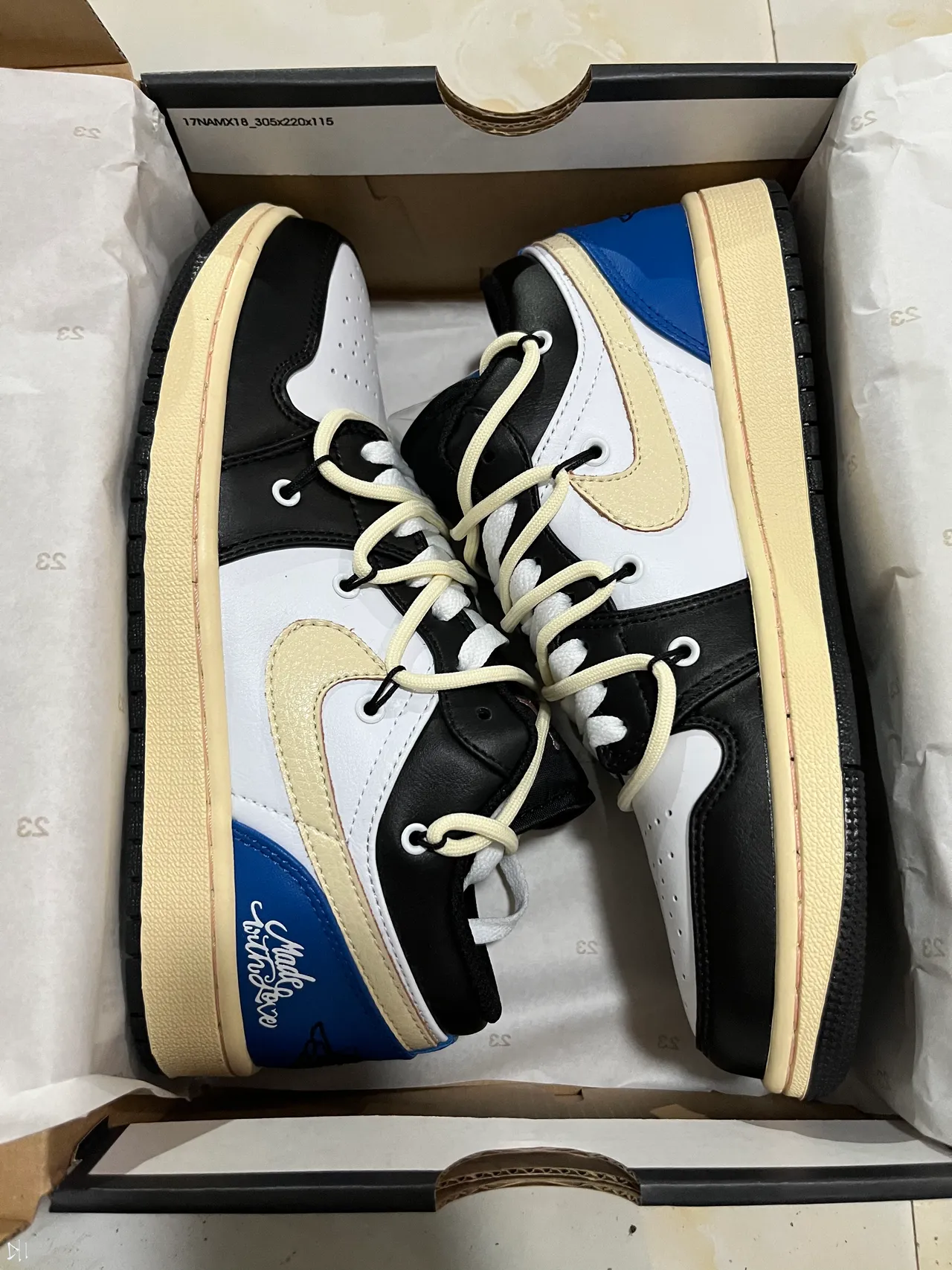 Nike Air Jordan 1 Black Blue Low-Top Basketball Silhouette Leather And Synthetic Upper Lifestyle Sneakers 8