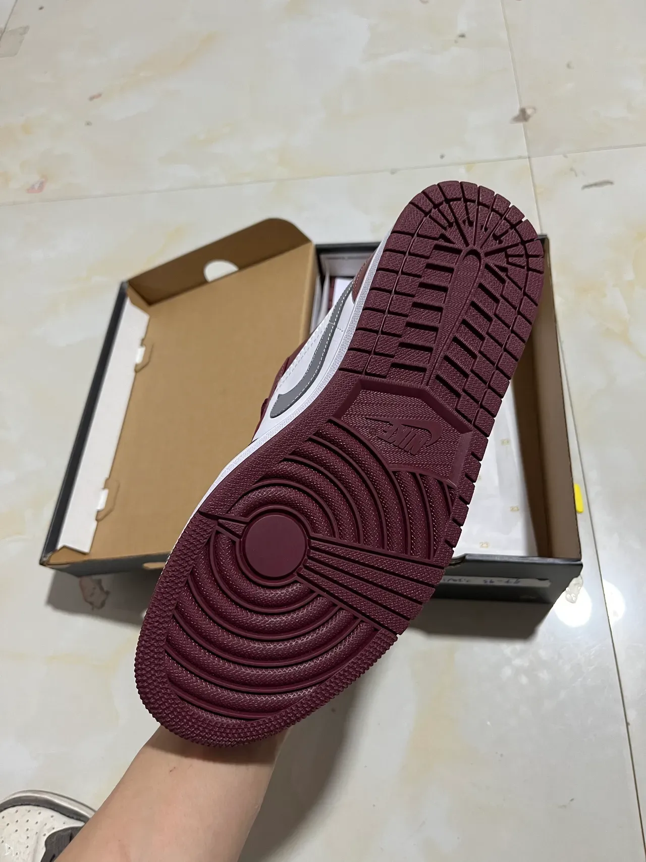Nike Air Jordan 1 Burgundy and White Lifestyle Sneakers 5