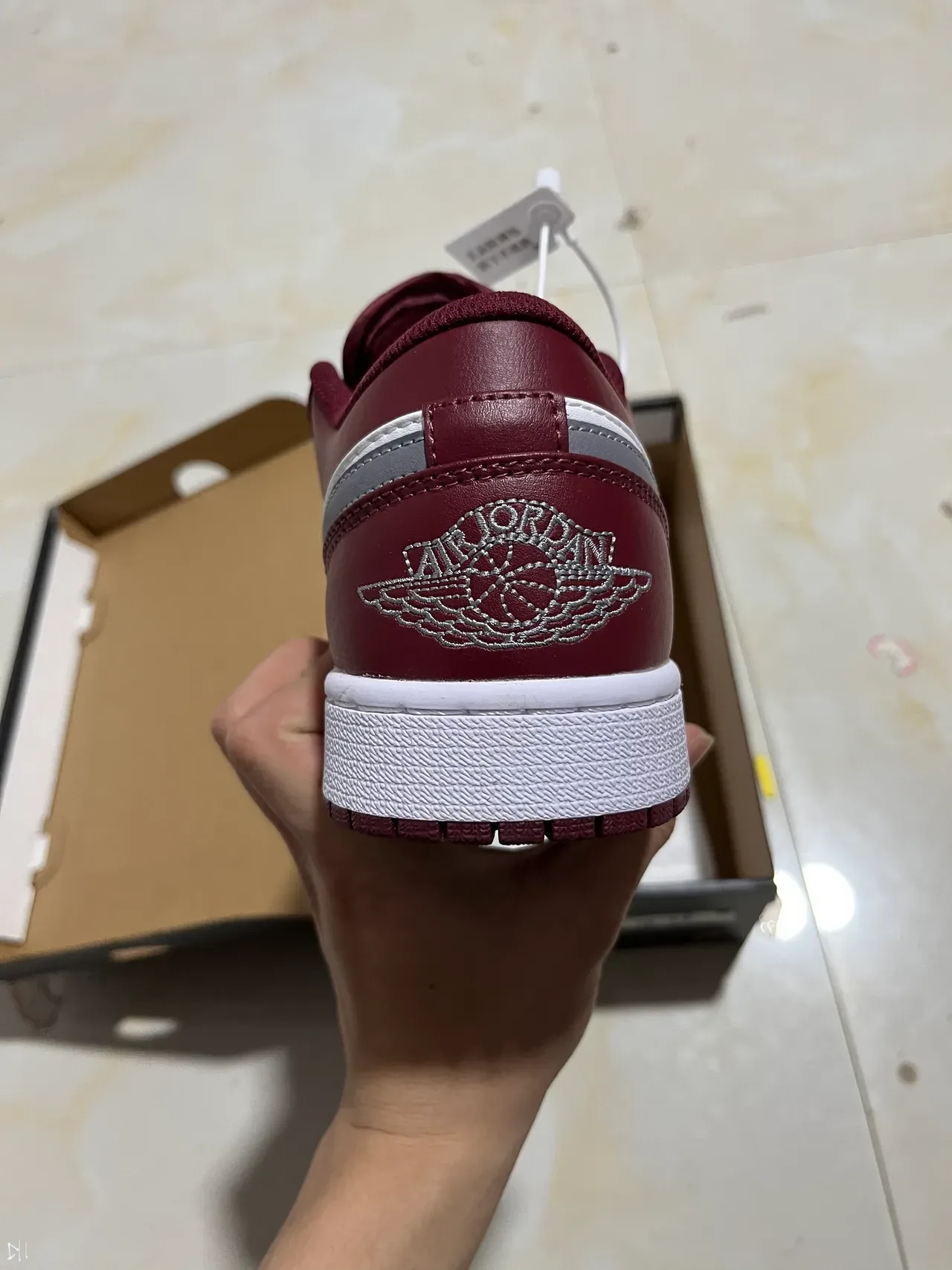 Nike Air Jordan 1 Burgundy and White Lifestyle Sneakers 6