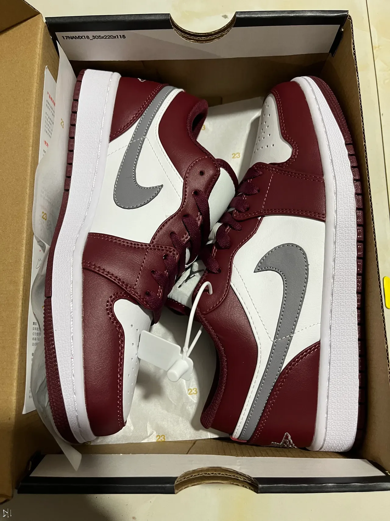 Nike Air Jordan 1 Burgundy and White Lifestyle Sneakers 7