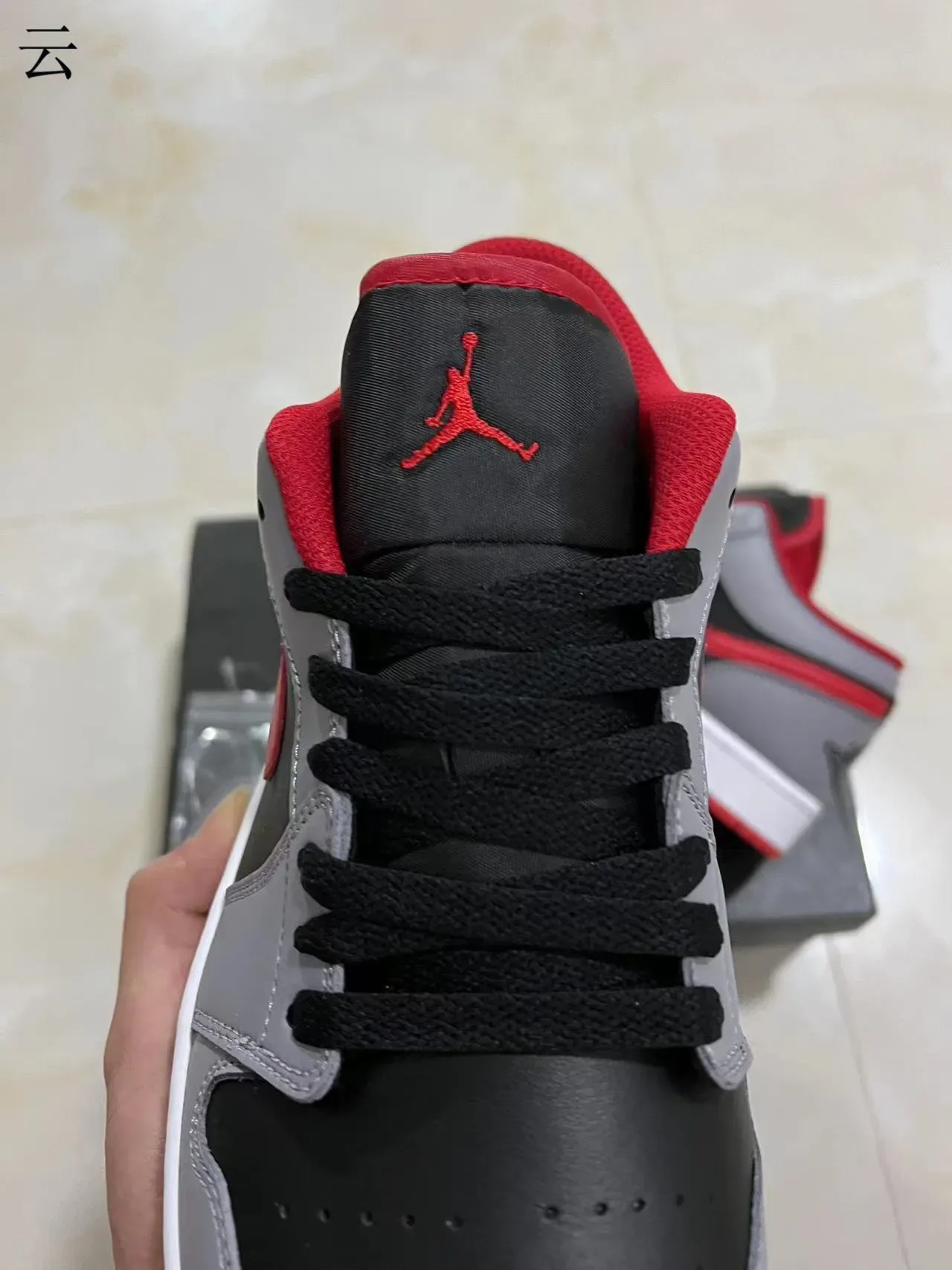 Nike Air Jordan 1 Low Black Gray Red Lifestyle Sneakers 4