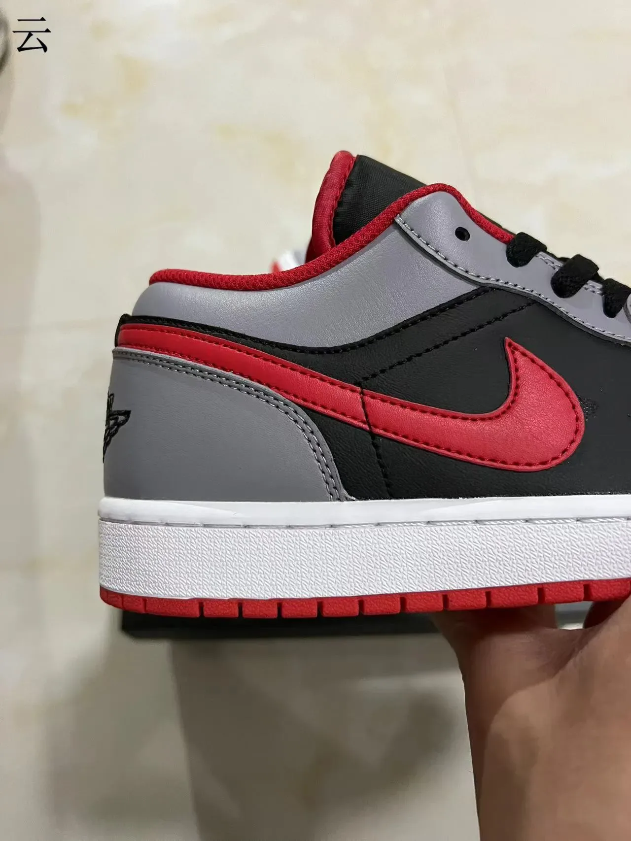 Nike Air Jordan 1 Low Black Gray Red Lifestyle Sneakers 7