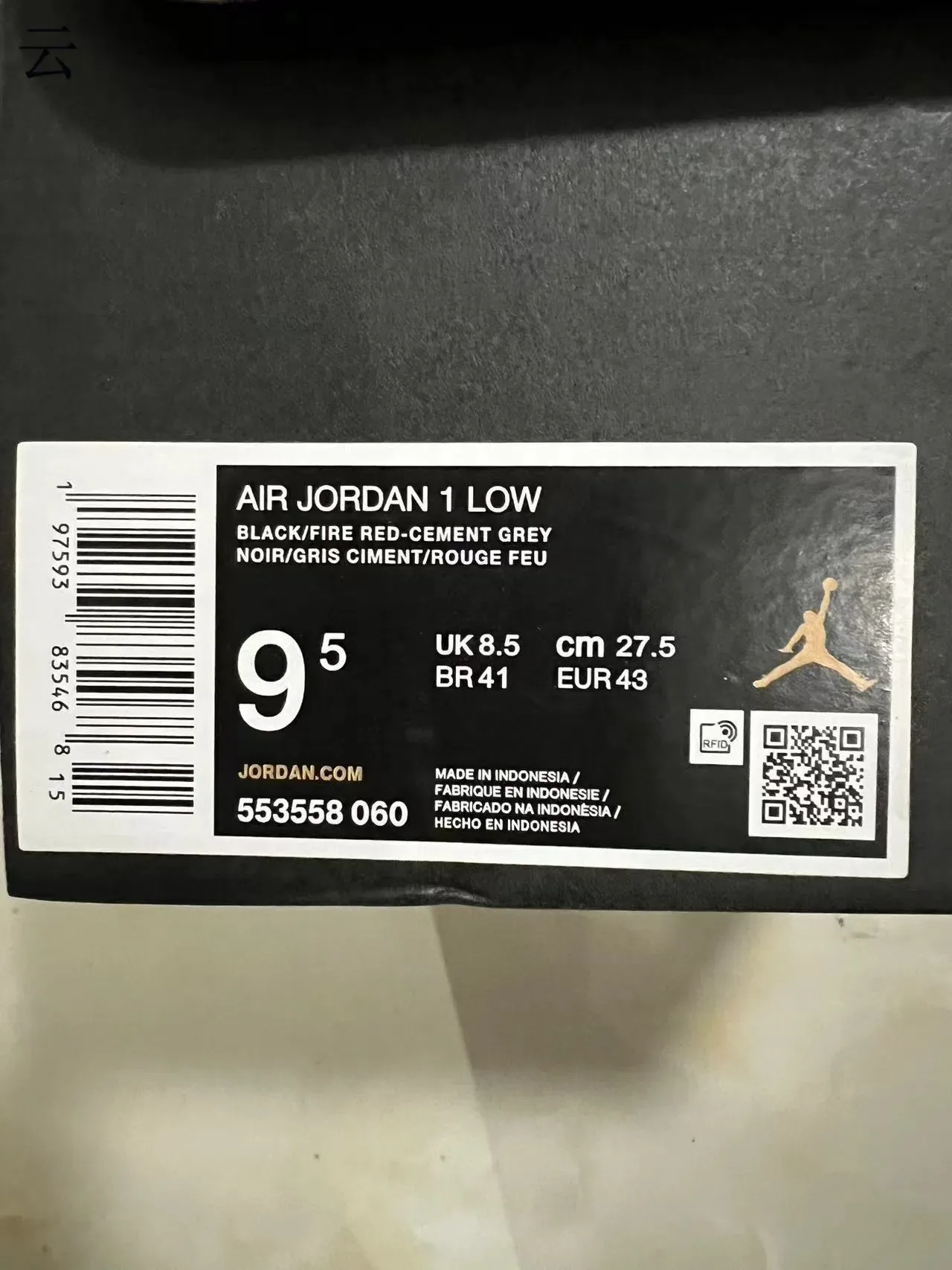 Nike Air Jordan 1 Low Black Gray Red Lifestyle Sneakers 10