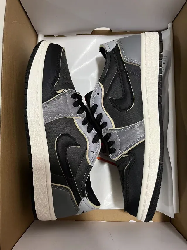 Nike Air Jordan 1 Low Black Gray White حذاء أسلوب حياة 7