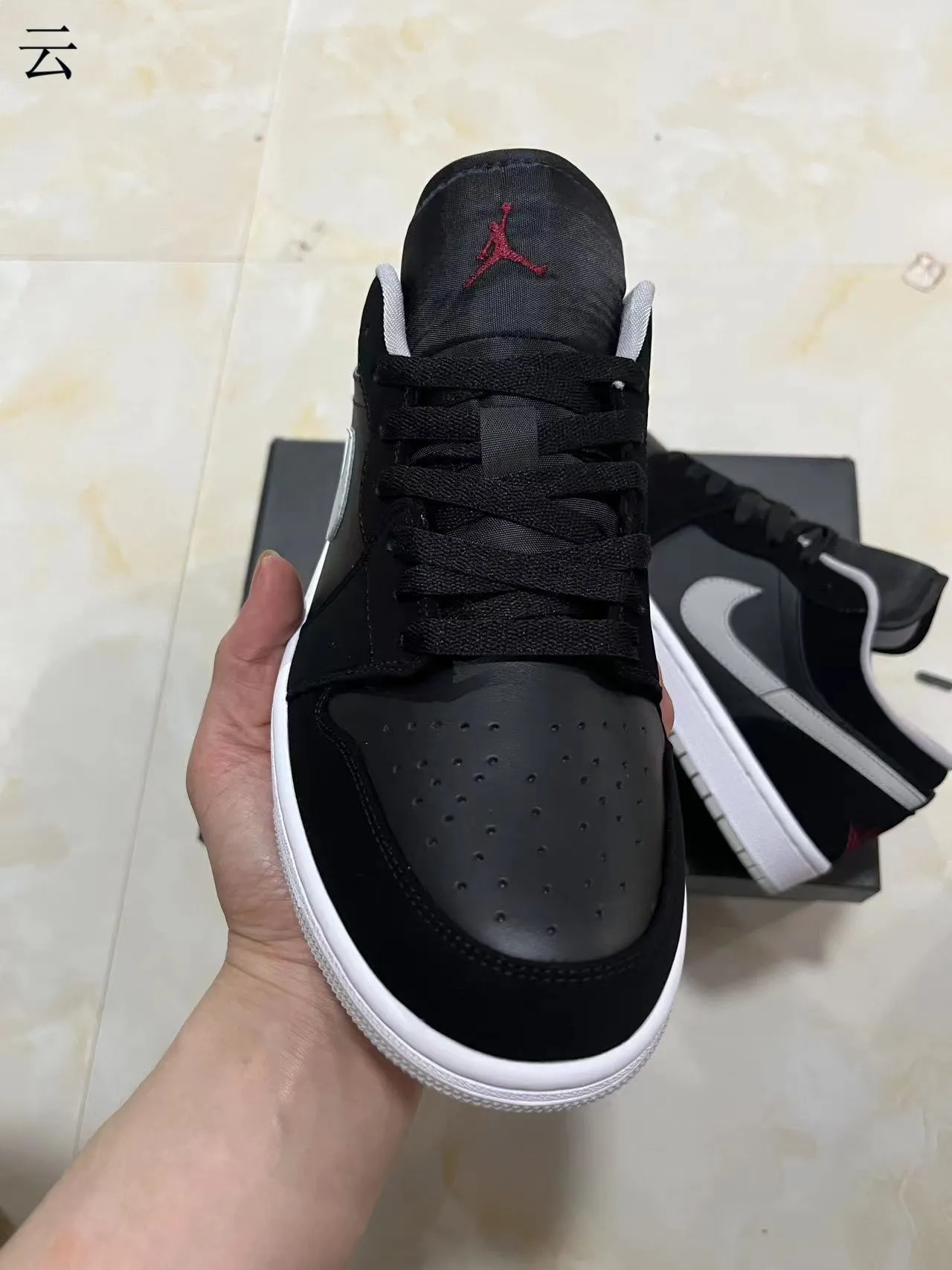 Nike Air Jordan 1 Low Black Gray White Lifestyle Sneakers 3