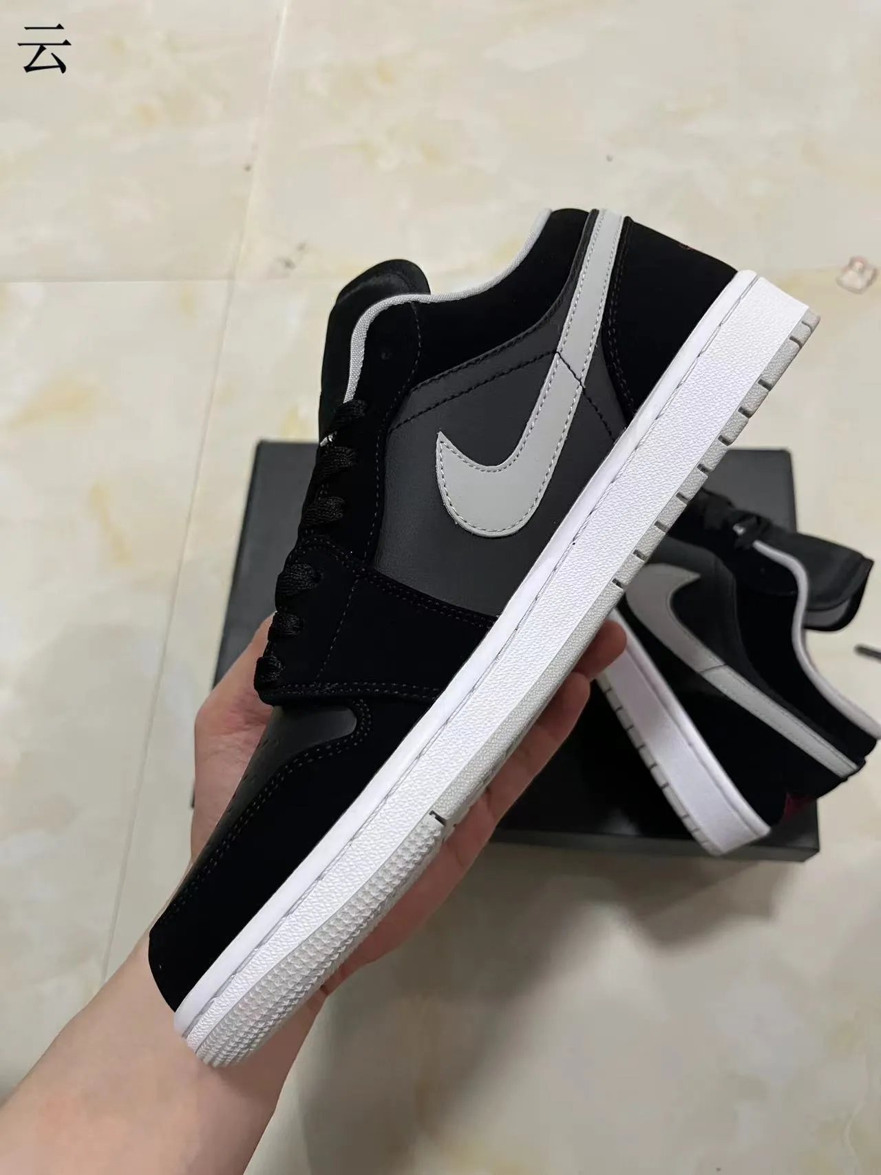 Nike Air Jordan 1 Low Black Gray White Lifestyle Sneakers 5