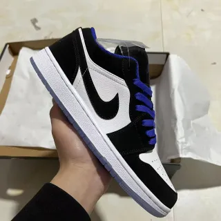 Nike Air Jordan 1 Low Tênis Lifestyle Preto Branco Azul Real