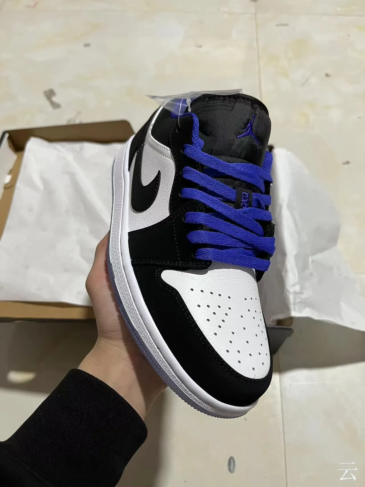 Nike Air Jordan 1 Low Black White Royal Blue Lifestyle Sneakers 2