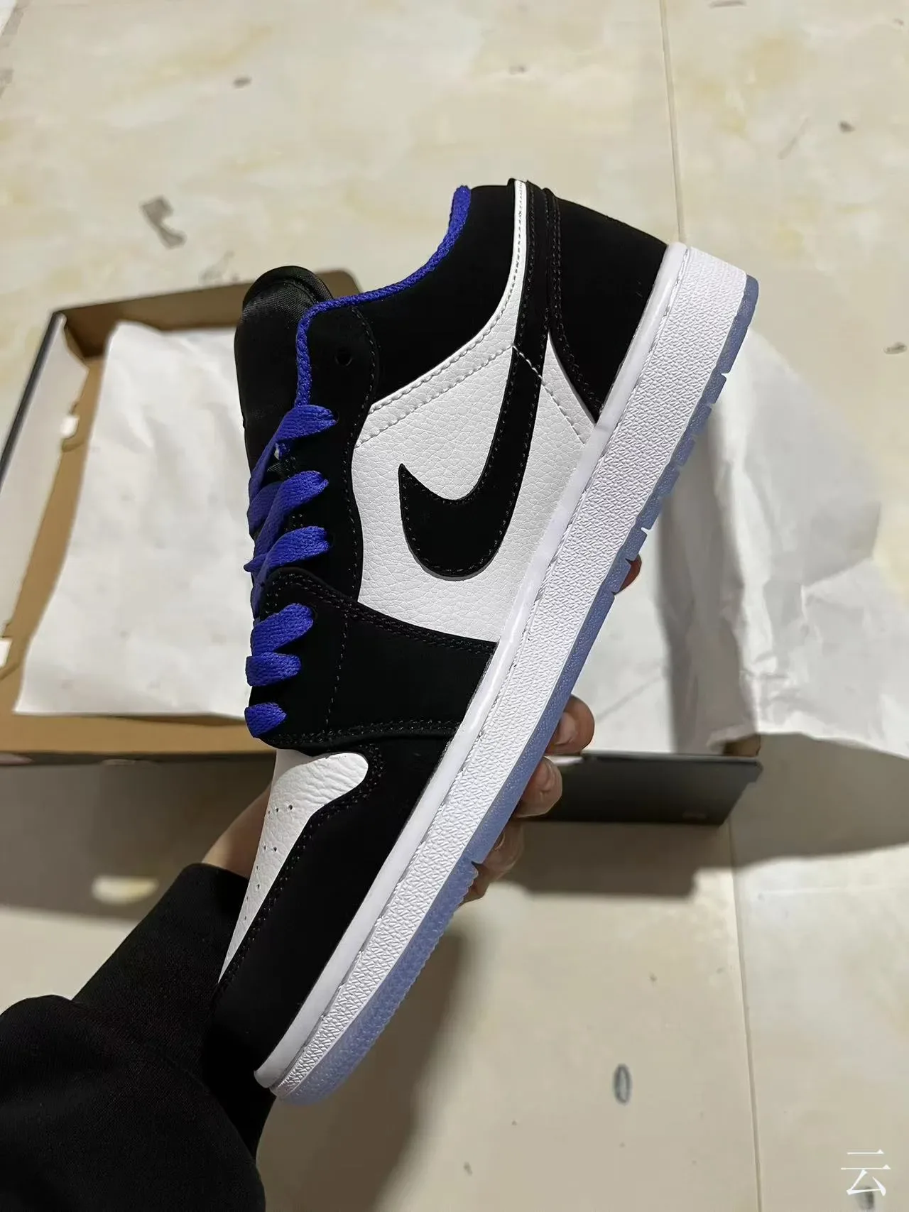 Nike Air Jordan 1 Low Black White Royal Blue Lifestyle Sneakers 4