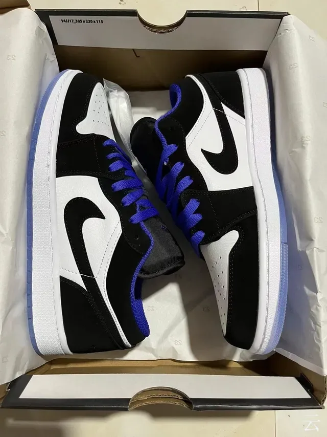 Nike Air Jordan 1 Low Black White Royal Blue Lifestyle Sneakers 7