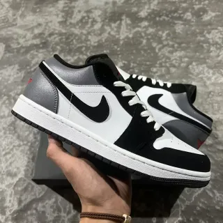 Nike Air Jordan 1 Low Metallic Silver Black White Lifestyle Sneakers