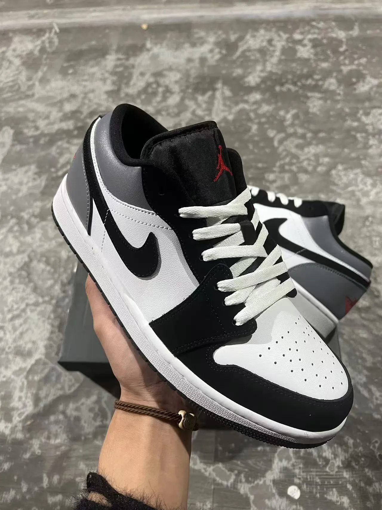 Nike Air Jordan 1 Low Metallic Silver Black White Lifestyle Sneakers 2