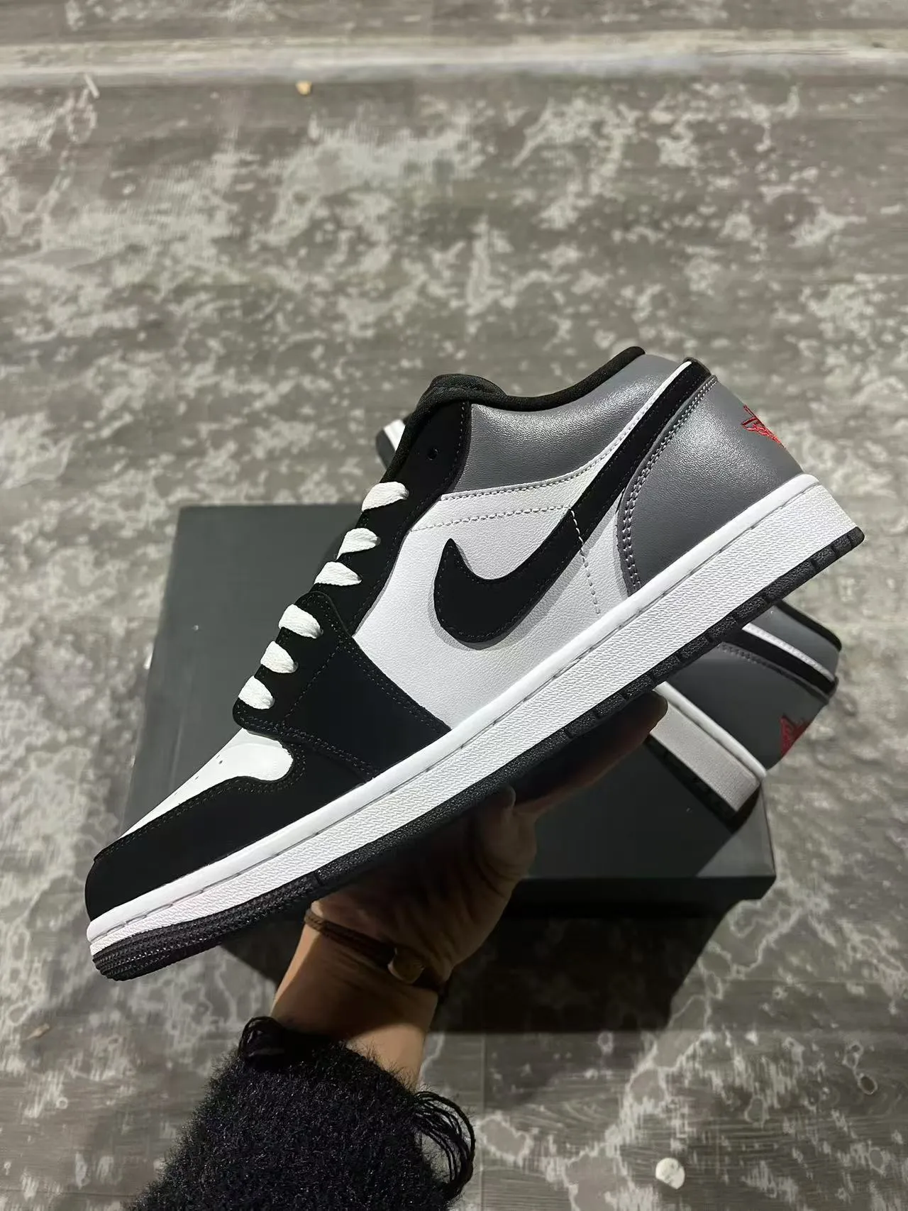 Nike Air Jordan 1 Low Metallic Silver Black White Lifestyle Sneakers 5