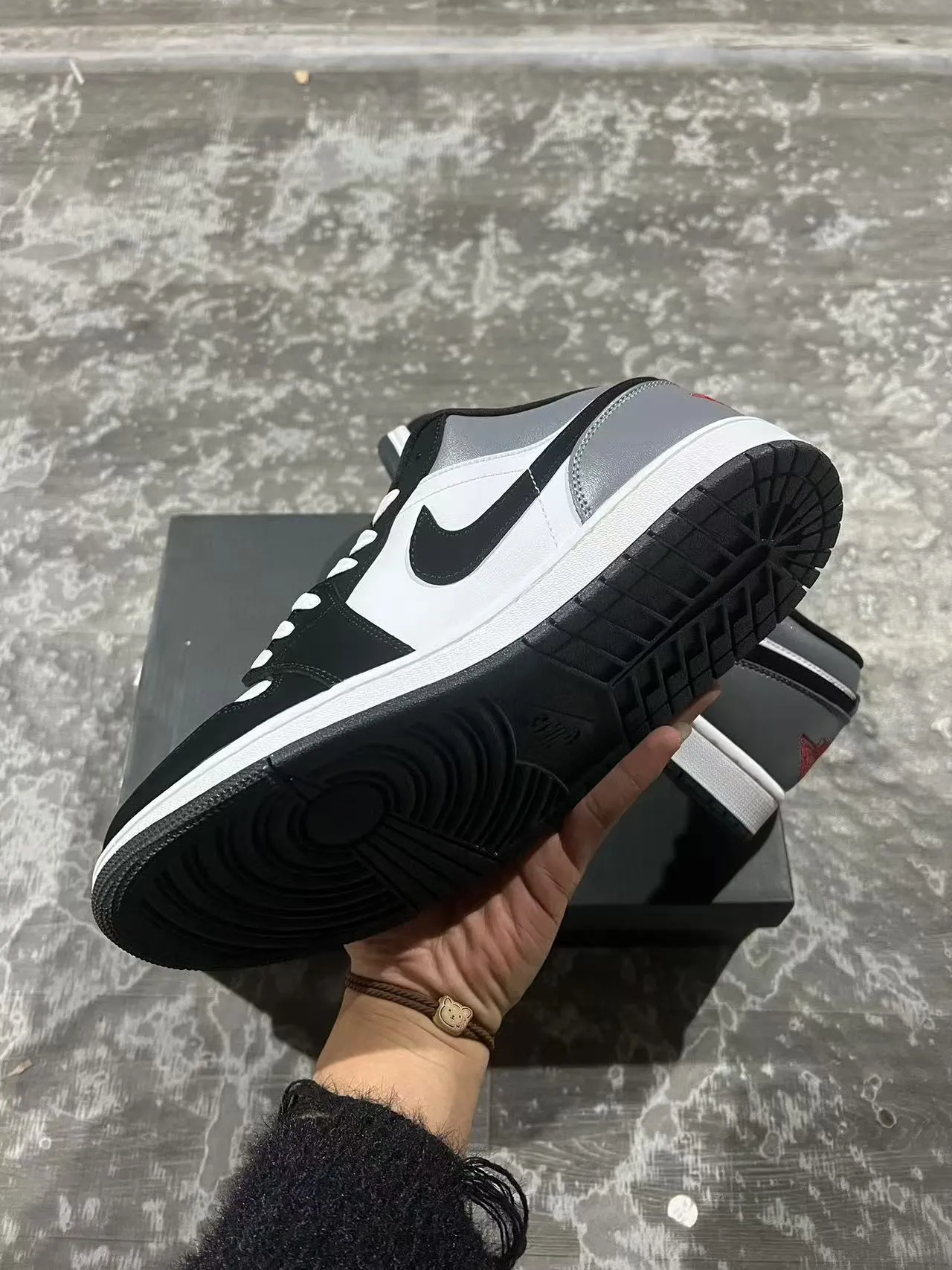 Nike Air Jordan 1 Low Metallic Silver Black White Lifestyle Sneakers 6