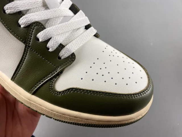 Nike Air Jordan 1 Low Olive Green and White Lifestyle Sneakers 2