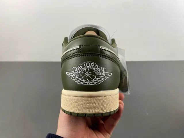 Nike Air Jordan 1 Low Olive Green and White Lifestyle Sneakers 4