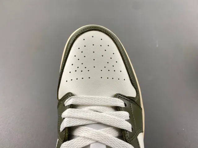 Nike Air Jordan 1 Low Olive Green and White Lifestyle Sneakers 5