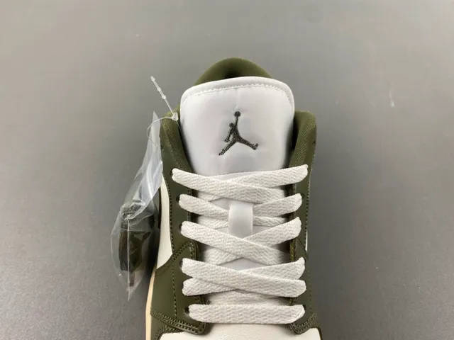 Nike Air Jordan 1 Low Olive Green and White Lifestyle Sneakers 6