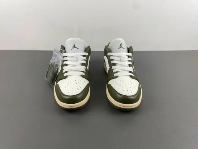 Nike Air Jordan 1 Low Olive Green and White Lifestyle Sneakers 11