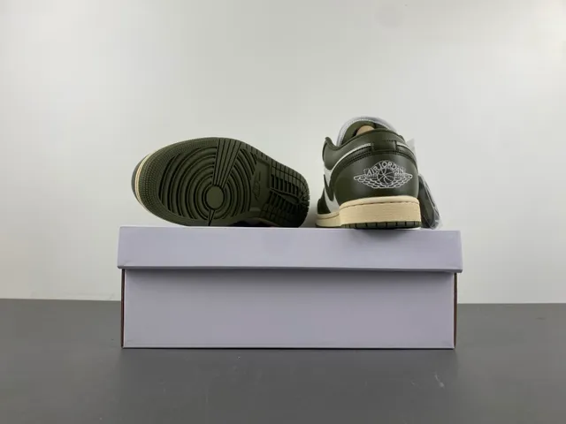 Nike Air Jordan 1 Low Olive Green and White Lifestyle Sneakers 16