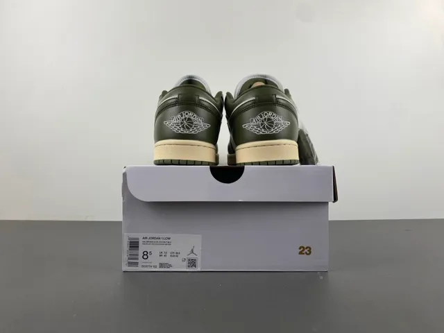 Nike Air Jordan 1 Low Olive Green and White Lifestyle Sneakers 17