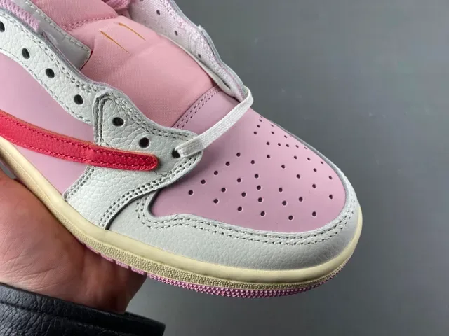Nike Air Jordan 1 Low Pink Red Lifestyle Sneakers 2