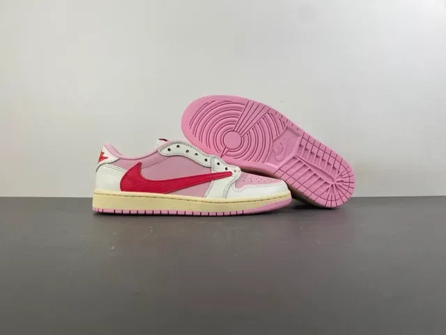 Nike Air Jordan 1 Low Pink Red Lifestyle Sneakers 12