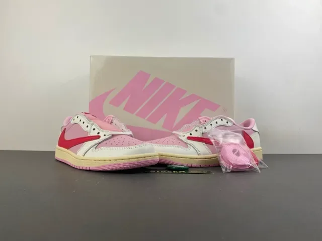 Nike Air Jordan 1 Low Pink Red Lifestyle Sneakers 13