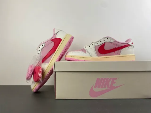 Nike Air Jordan 1 Low Pink Red Lifestyle Sneakers 14