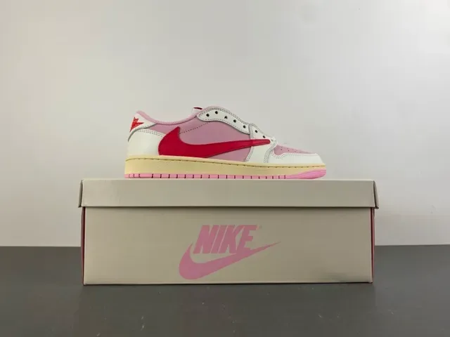 Nike Air Jordan 1 Low Pink Red Lifestyle Sneakers 15