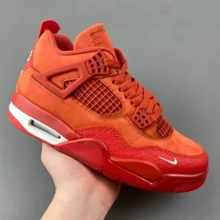 Nike Air Jordan 4 Red Orange Suede Basketball Shoes