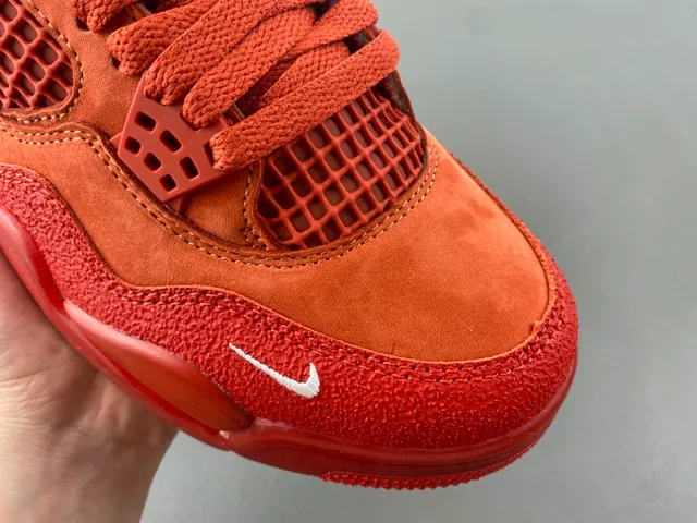 Nike Air Jordan 4 Vermelho Laranja Camurça Tênis de Basquete 2