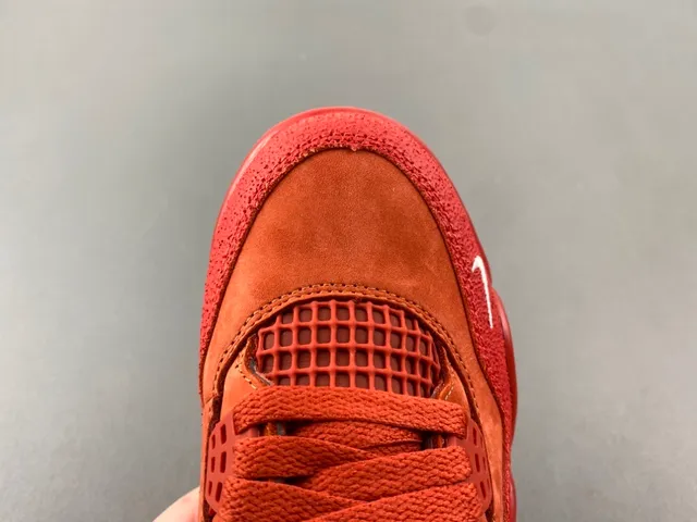 Nike Air Jordan 4 Vermelho Laranja Camurça Tênis de Basquete 5