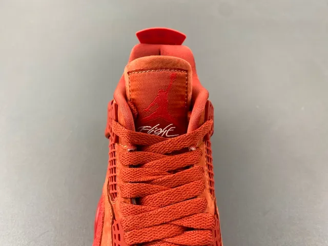 Nike Air Jordan 4 Vermelho Laranja Camurça Tênis de Basquete 6