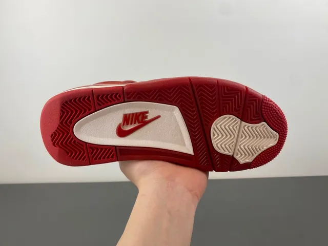 Nike Air Jordan 4 Vermelho Laranja Camurça Tênis de Basquete 9