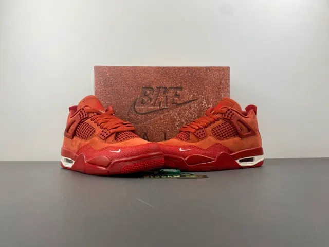 Nike Air Jordan 4 Vermelho Laranja Camurça Tênis de Basquete 13