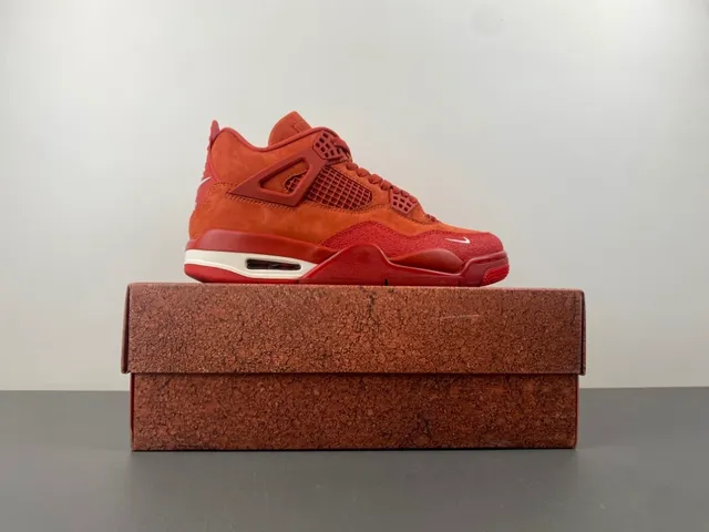 Nike Air Jordan 4 Vermelho Laranja Camurça Tênis de Basquete 15