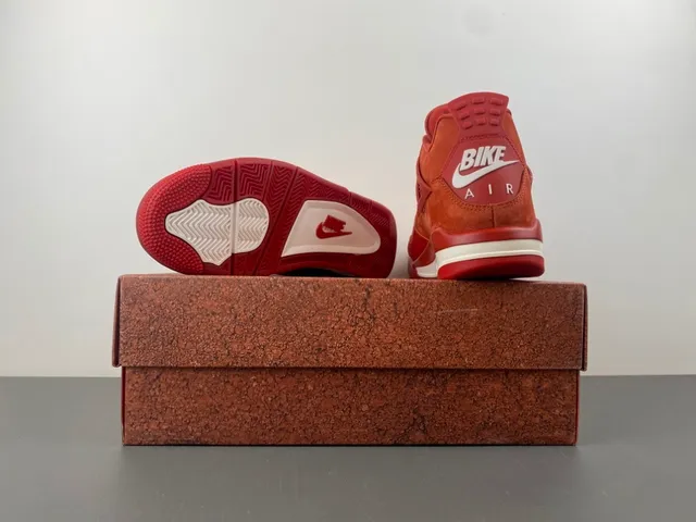 Nike Air Jordan 4 Vermelho Laranja Camurça Tênis de Basquete 16