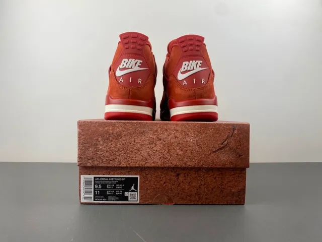 Nike Air Jordan 4 Vermelho Laranja Camurça Tênis de Basquete 17
