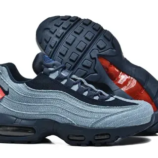 Nike Air Max 95 Blue Navy Denim-Textured Upper Layered Wave Panels Lifestyle Sneakers