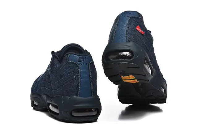 Nike Air Max 95 Blue Navy Denim-Textured Upper Layered Wave Panels Lifestyle Sneakers 2