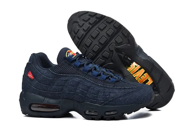 Nike Air Max 95 Blue Navy Denim-Textured Upper Layered Wave Panels Lifestyle Sneakers 5