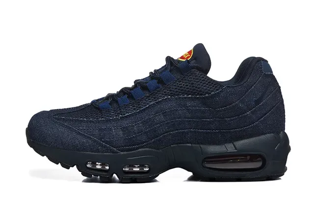 Nike Air Max 95 Blue Navy Denim-Textured Upper Layered Wave Panels Lifestyle Sneakers 6